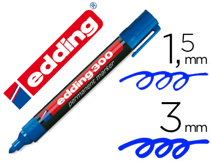 MARQUEUR EDDING PERMANENT E300 POINTE OGIVE TRAC 1.5/3MM CORPS PLASTIQUE COLORIS BLEU