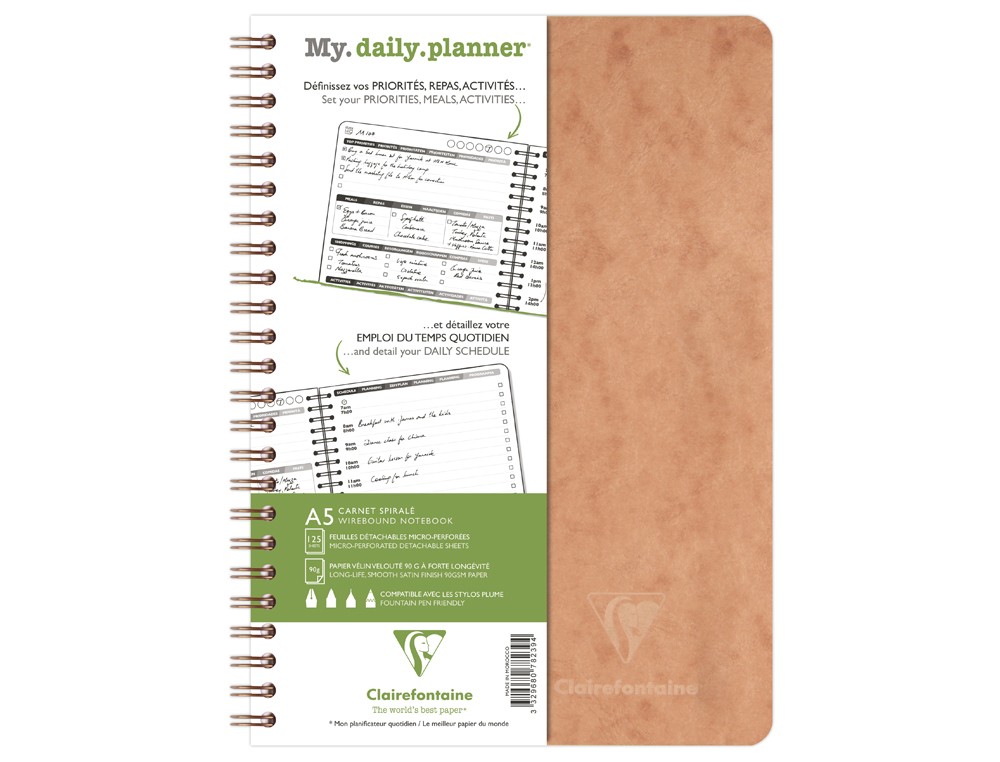 CAHIER CLAIREFONTAINE MY DAILY PLANNER AGE BAG RELIURE INTEGRALE 148X210MM 250P      DETACHABLES REGLURE