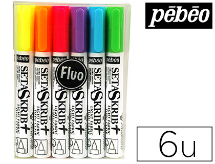 FEUTRE COLORIAGE PBO TISSU POINTE PINCEAU 1MM ADAPT ENFANTS COULEURS ASSORTIES FLUOS POCHETTE 6 UNITS
