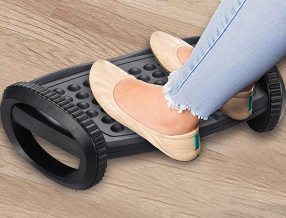 REPOSE-PIEDS PLASTIQUE Q-CONNECT AJUSTABLE AVEC FONCTION DE BALANCEMENT 417X225X135MM