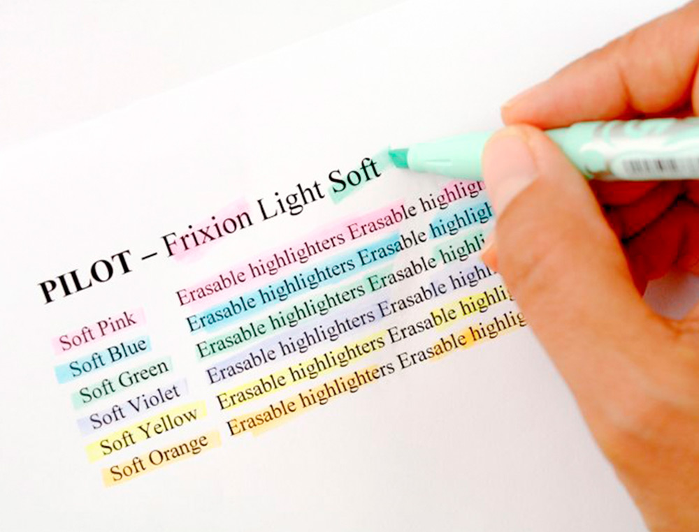 SURLIGNEUR PILOT FRIXION LIGHT NATURAL EFFACABLE       POINTE MOYENNE BISEAUTEE      COLORIS VERT CLAIR