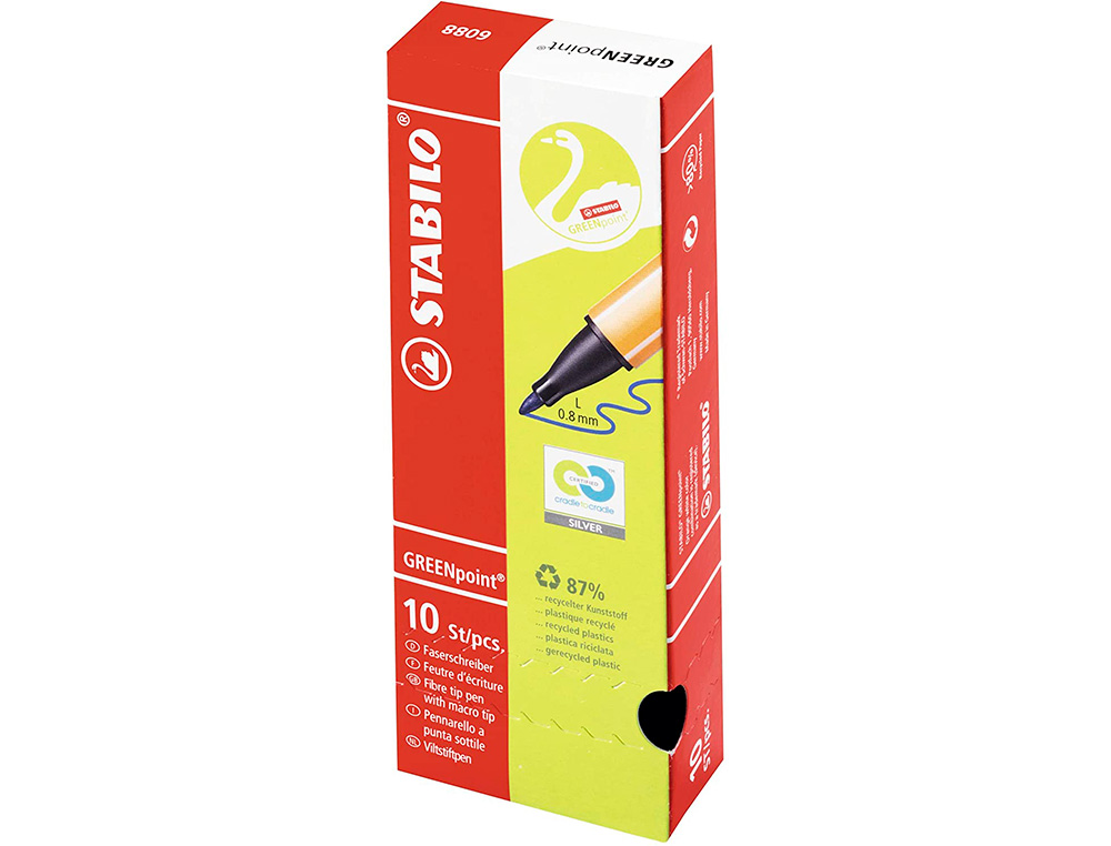 STYLO-FEUTRE STABILO GREENPOINT PLASTIQUE RECYCLE  ECRITURE MOYENNE 0,8MM POINTE MULTIFONCTION COLORIS VERT