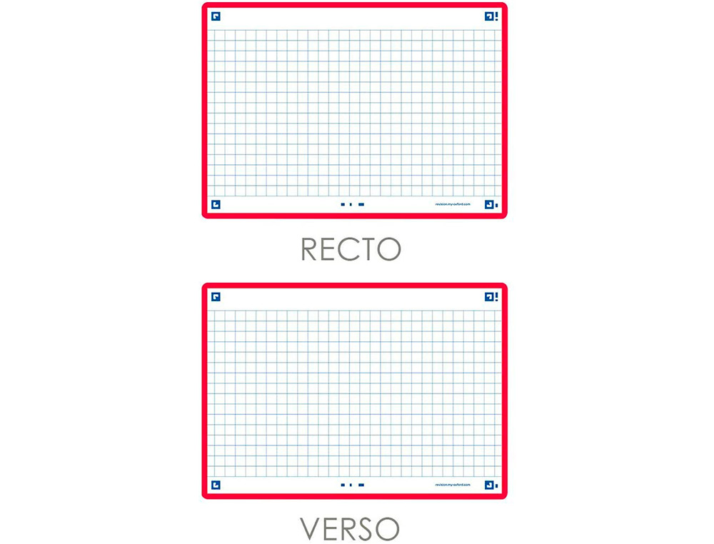 FICHES BRISTOL OXFORD REVISION 2.0 A6 NON PERFOREE  32 FICHES/FILM Q5X5 CADRE     ROUGE