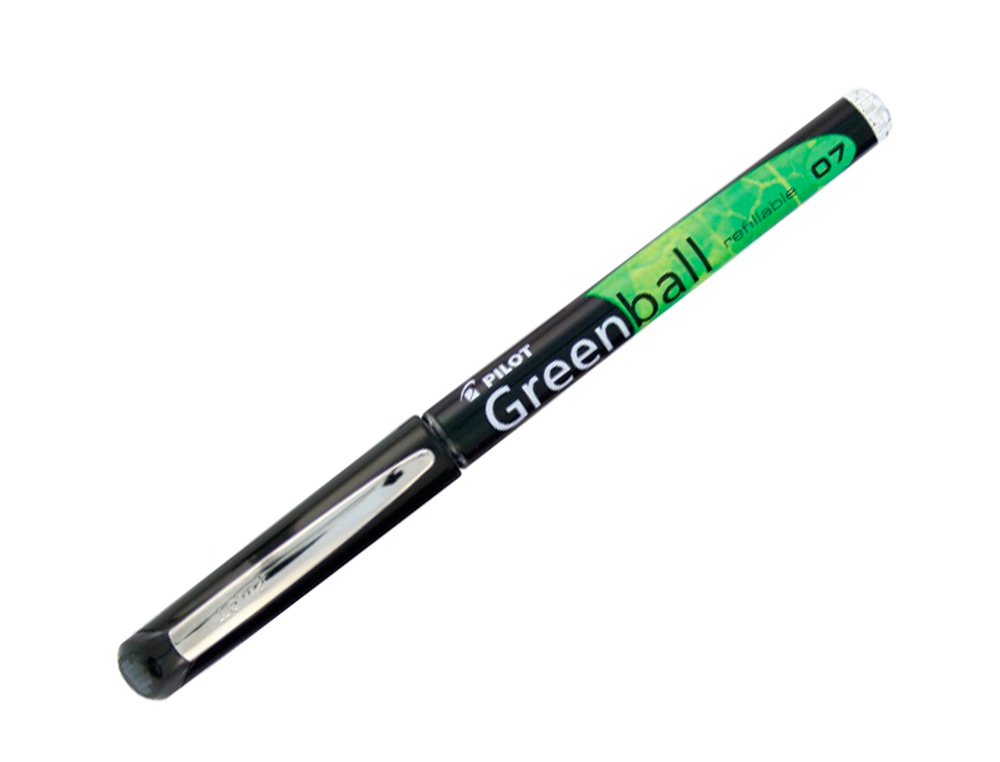 GREENBALL ROLLER ENCRE LIQUIDE 10 STYLOS + 10 RECHARGES POINTE MOYENNE NOIR