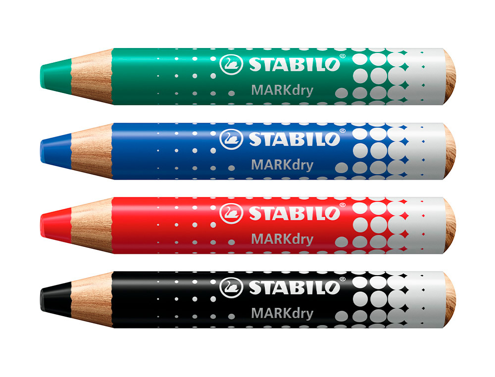 MARQUEUR SABILO BOSS MARKDRY POUR ECRIRE SUR DE TABLEAU BLANC 4 MARQUEURS 1 TAILLE CRAYON 1 CHIFFONETTE