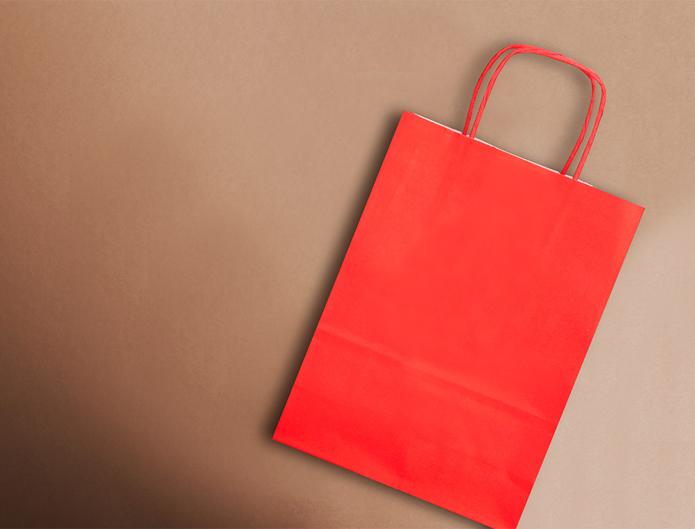 SAC PAPIER Q-CONNECT CELLULOSE M ANSE TORSADEE 270X370X12MM COLORIS ROUGE
