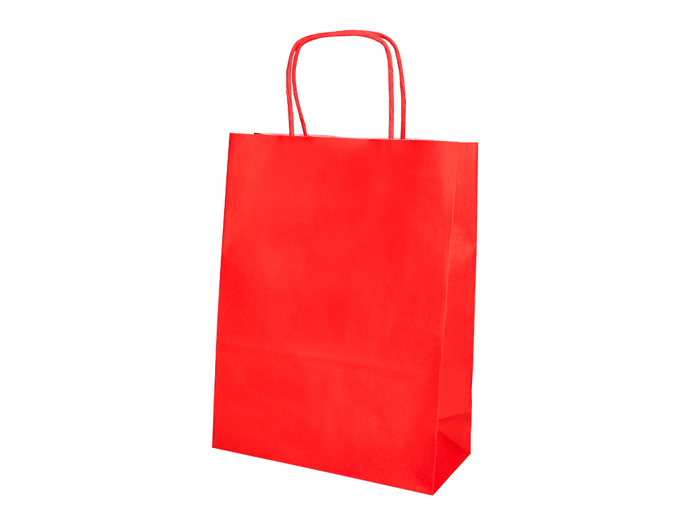 SAC PAPIER Q-CONNECT CELLULOSE M ANSE TORSADEE 270X370X12MM COLORIS ROUGE