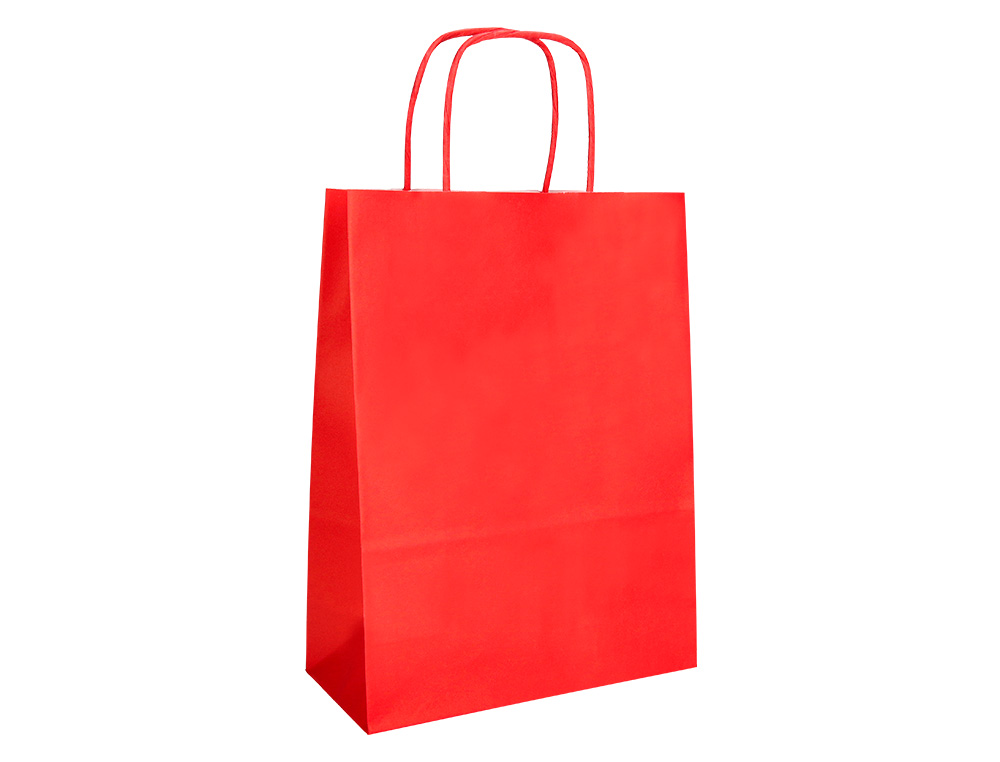 SAC PAPIER Q-CONNECT CELLULOSE M ANSE TORSADEE 270X370X12MM COLORIS ROUGE