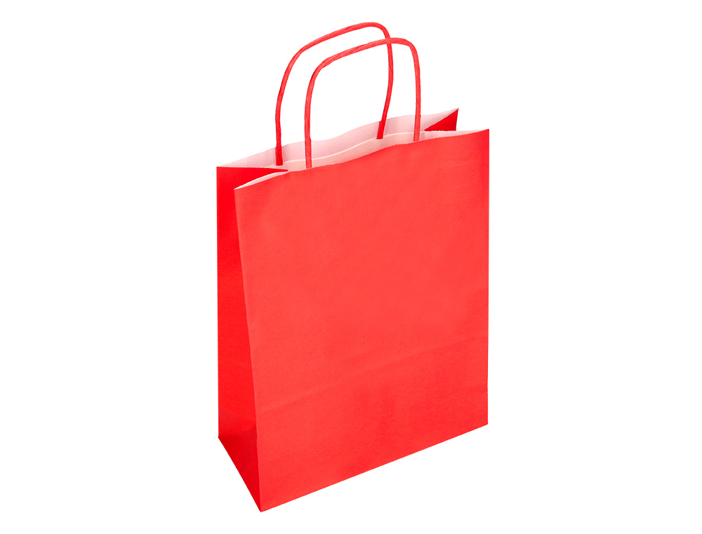 SAC PAPIER Q-CONNECT CELLULOSE M ANSE TORSADEE 270X370X12MM COLORIS ROUGE