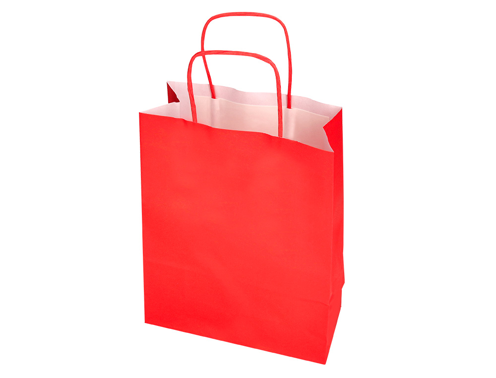 SAC PAPIER Q-CONNECT CELLULOSE M ANSE TORSADEE 270X370X12MM COLORIS ROUGE