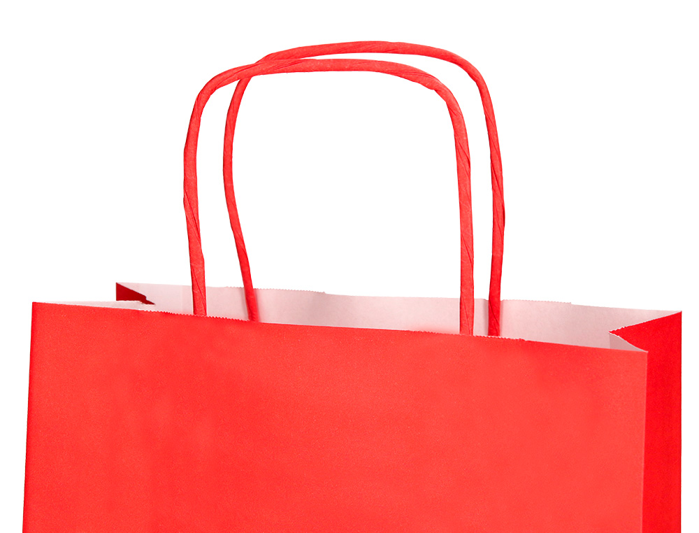 SAC PAPIER Q-CONNECT CELLULOSE M ANSE TORSADEE 270X370X12MM COLORIS ROUGE
