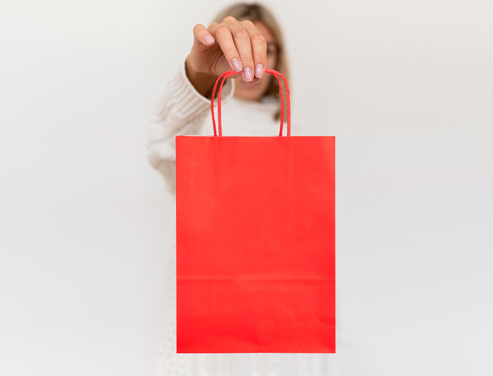 SAC PAPIER Q-CONNECT CELLULOSE M ANSE TORSADEE 270X370X12MM COLORIS ROUGE
