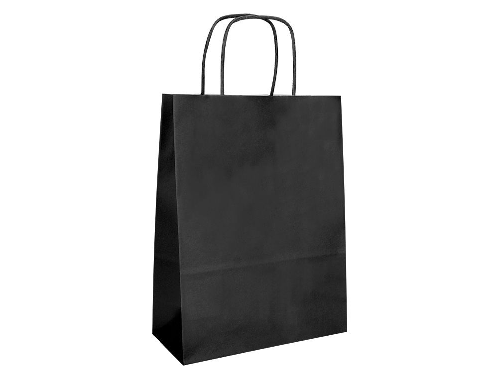 SAC PAPIER Q-CONNECT CELLULOSE M ANSE TORSADEE     270X370X12MM COLORIS NOIR