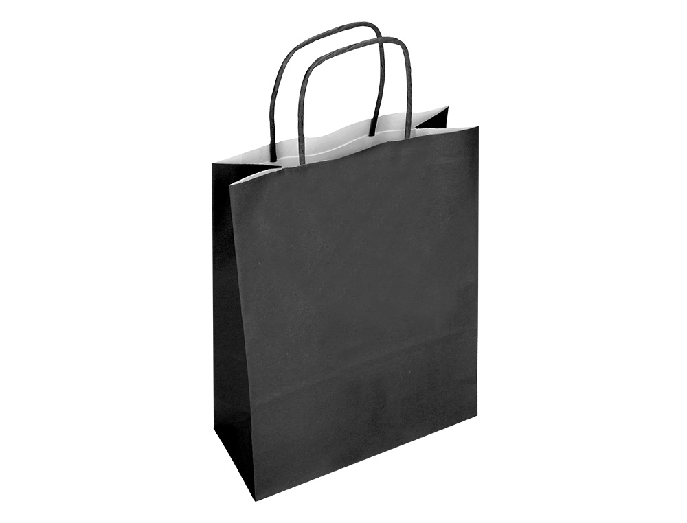 SAC PAPIER Q-CONNECT CELLULOSE M ANSE TORSADEE     270X370X12MM COLORIS NOIR