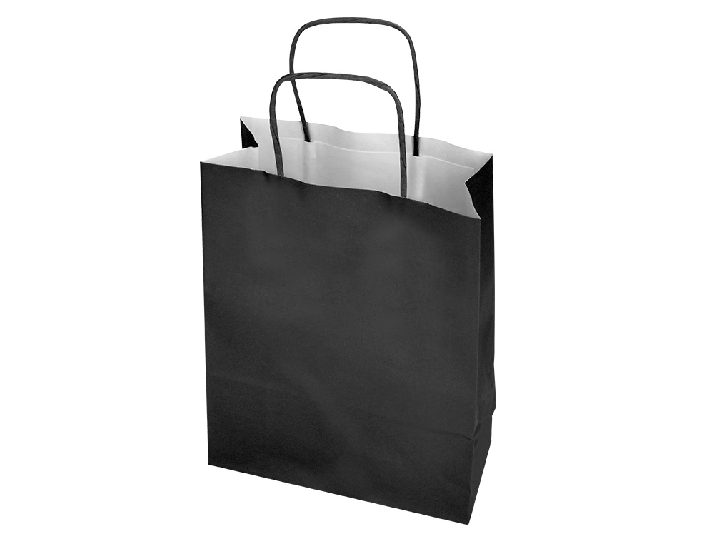 SAC PAPIER Q-CONNECT CELLULOSE M ANSE TORSADEE     270X370X12MM COLORIS NOIR