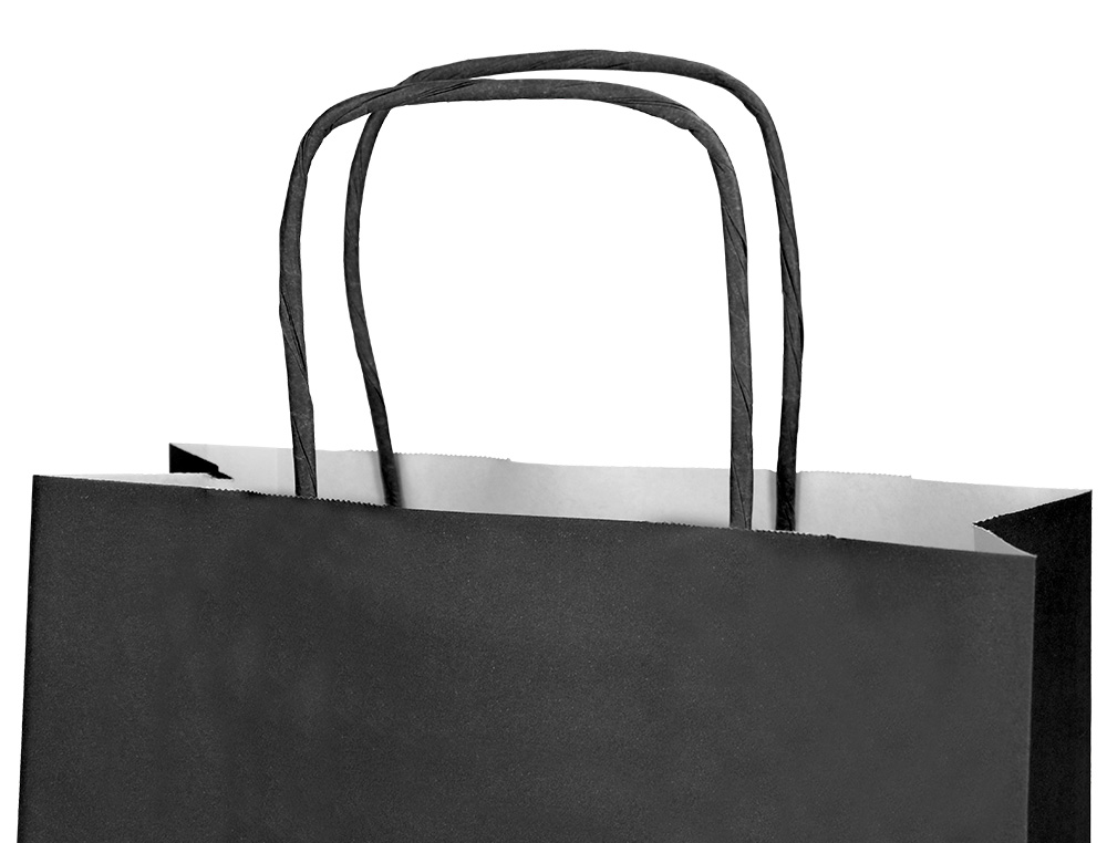 SAC PAPIER Q-CONNECT CELLULOSE M ANSE TORSADEE     270X370X12MM COLORIS NOIR