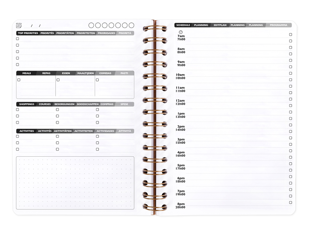 CAHIER CLAIREFONTAINE MY DAILY PLANNER AGE BAG RELIURE INTEGRALE 148X210MM 250P DETACHABLES REGLURE