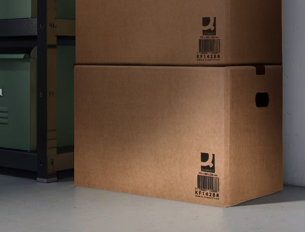 CAISSE AMERICAINE Q-CONNECT ULTRA-RESISTANTE AVEC POIGNEES DOUBLE CANNELURE 7MM 600X400X290MM COLORIS KRAF
