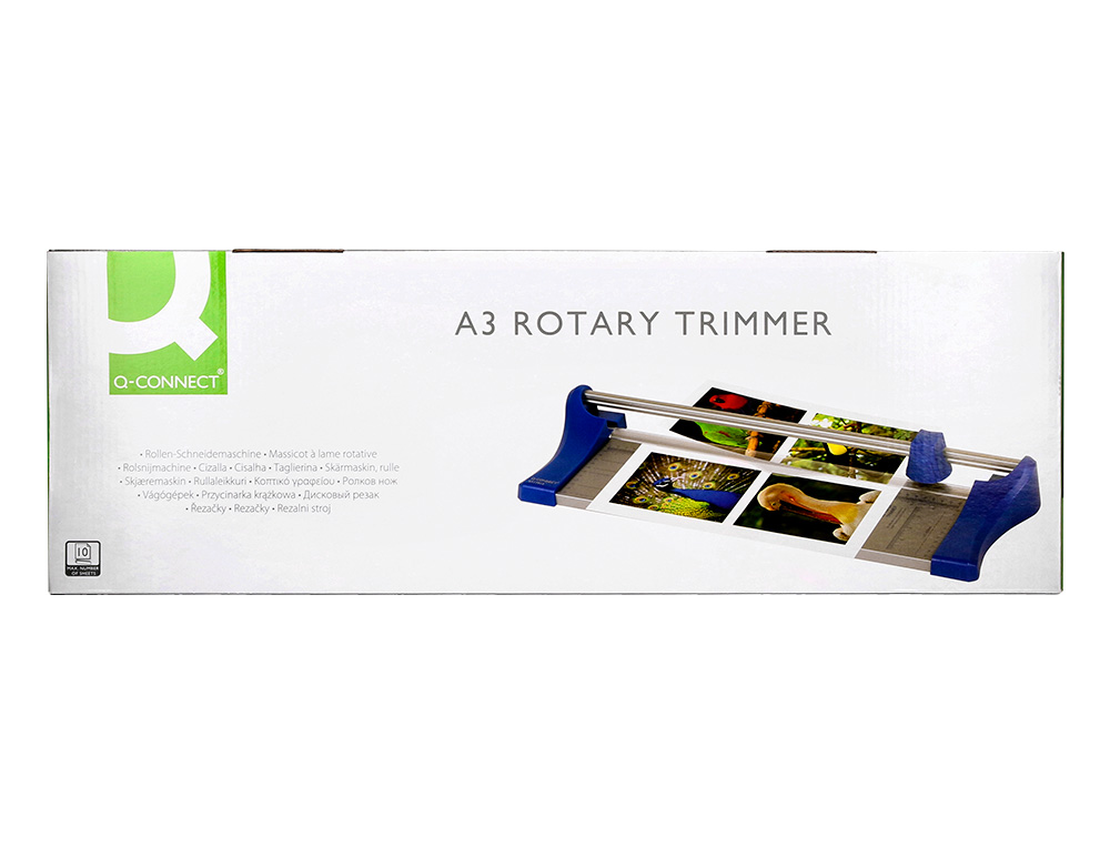 ROGNEUSE Q-CONNECT A3 10F BASE ACIER LAME ROTATIVE AIG  UISE AUTOMATIQUE TABLE IMPRIME GUIDE ANGLE 440X157MM