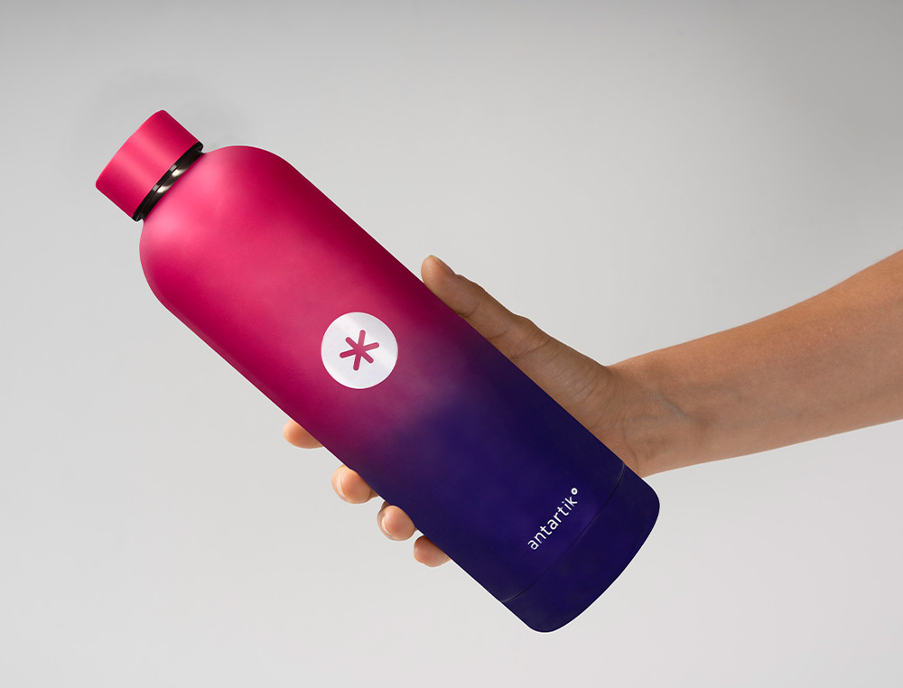 BOUTEILLE ISOTHERME ANTARTIK ACIER INOXYDABLE SANS BPA     750ML COLORIS ROSE/LILAS