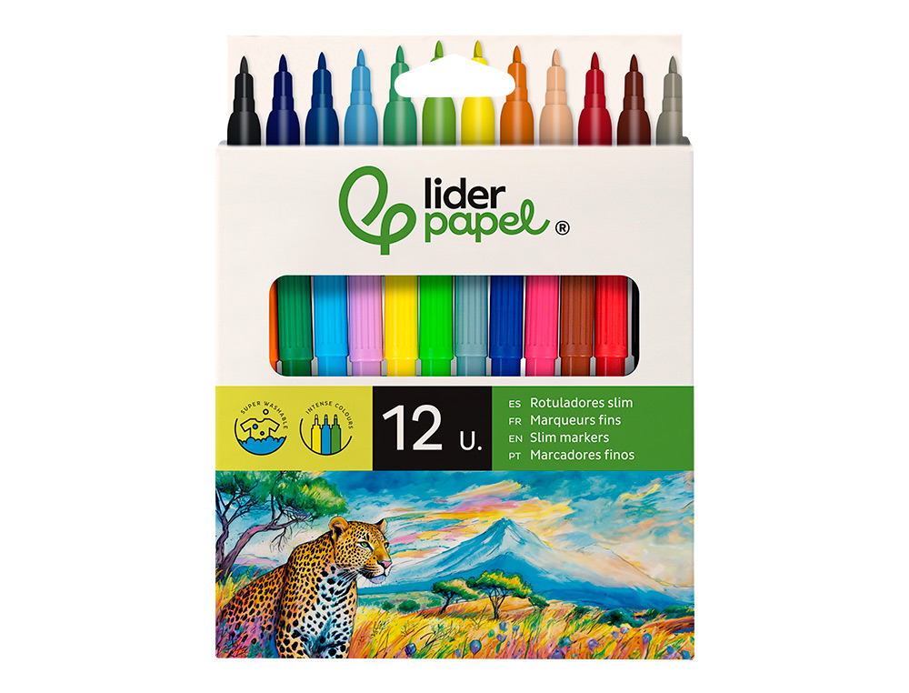 FEUTRE COLORIAGE LIDERPAPEL SLIM LONGUEUR ÉCRITURE 800M POINTE NYLON 2MM DIAMÈTRE ÉTUI CARTON 12 UNITÉS