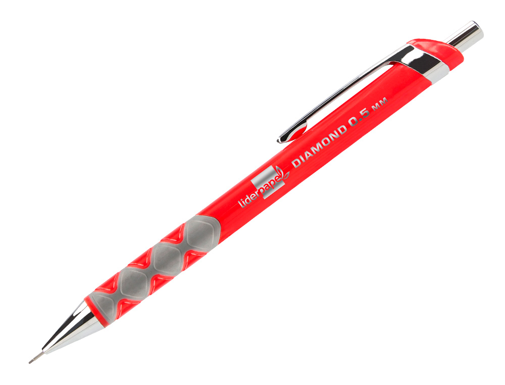 PORTE-MINE LIDERPAPEL PLASTIQUE 0.5MM GRIP SOFT CAOUTCHOUC POINTE ET CAPUCHON MÉTALLIQUES GOMME MINES COLORIS ASSORTIS