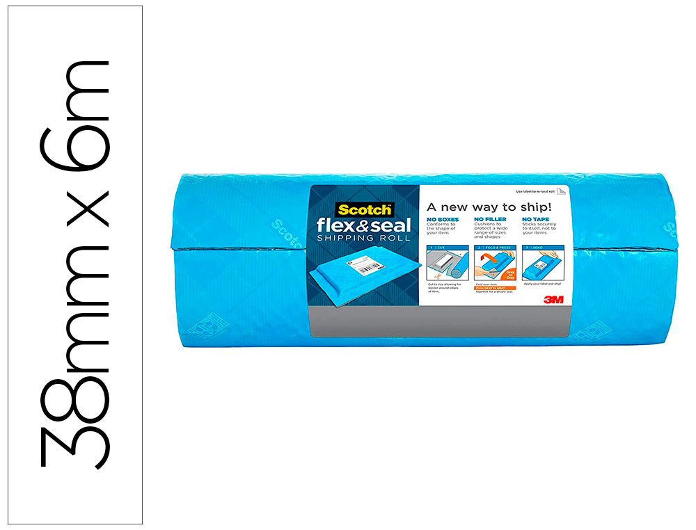 ROULEAU D EMBALLAGE POUR EXPEDITION 3M FLEX AND SEAL   ADHESIF SANS COLLER 38CMX6M