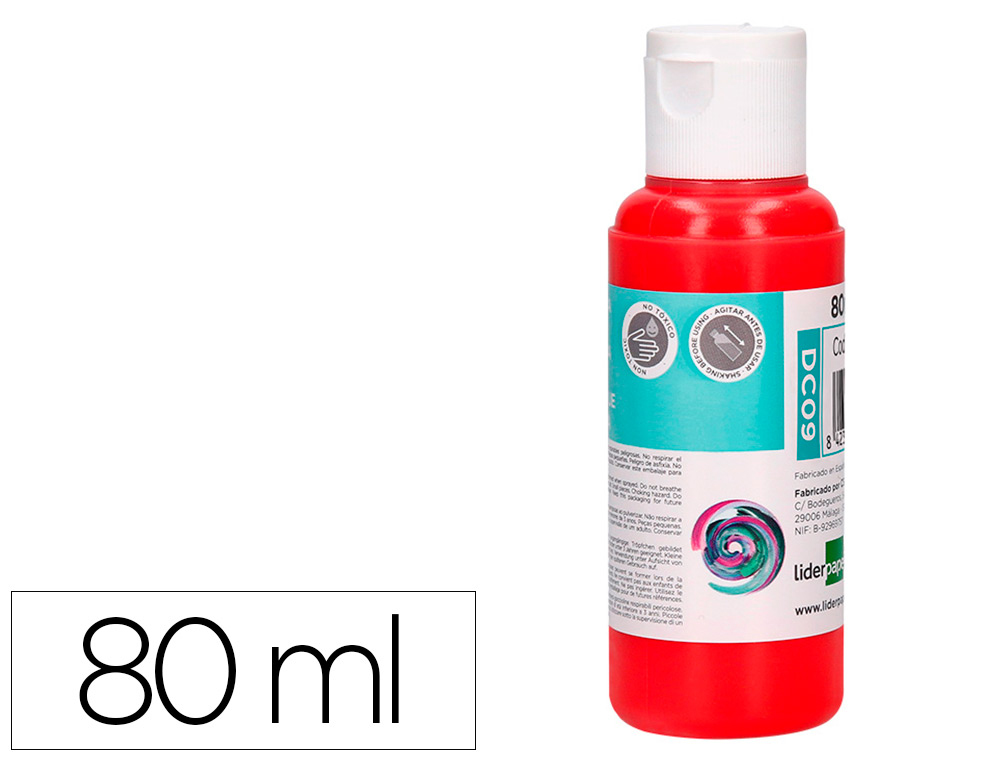 PEINTURE ACRYLIQUE LIDERPAPEL COLORIS ROUGE BOUTEILLE 80ML