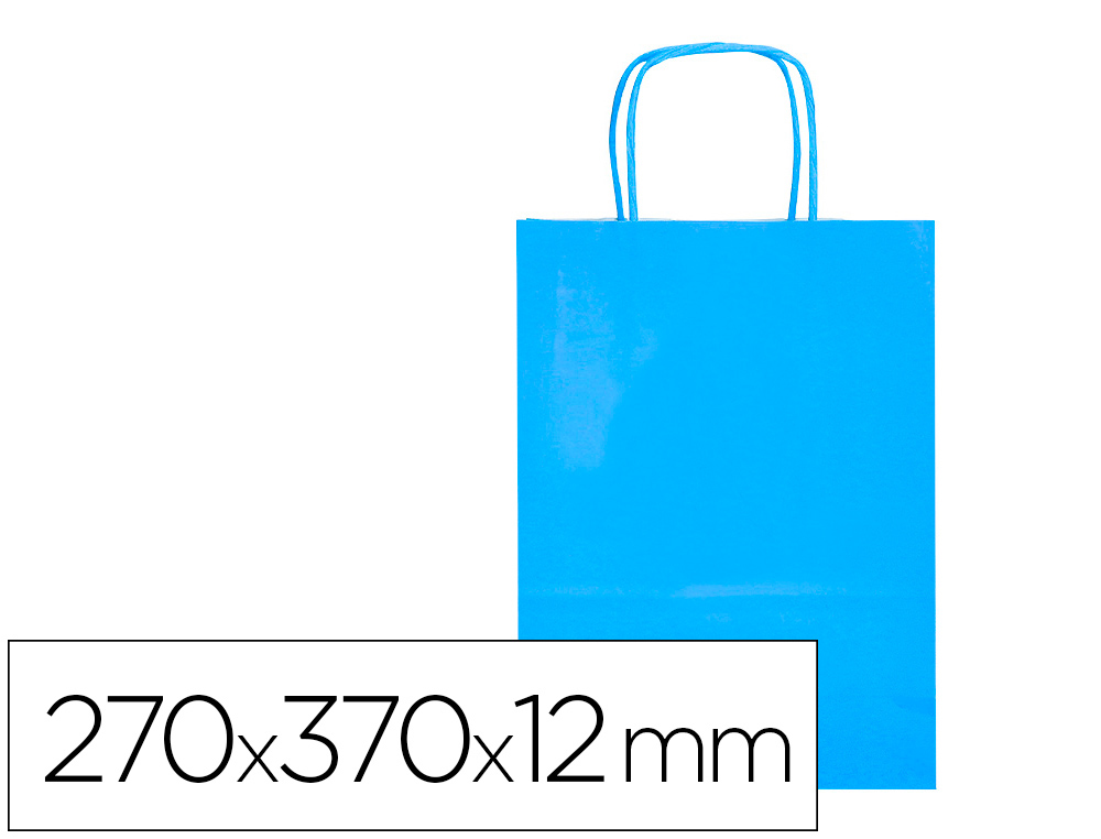 SAC PAPIER Q-CONNECT CELLULOSE M ANSE TORSADEE     270X370X12MM COLORIS BLEU     CIEL