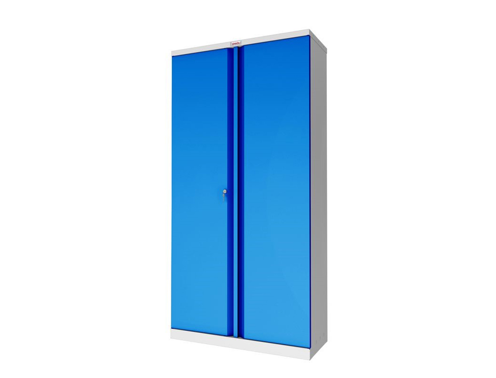 ARMOIRE HAUTE PHOENIX ACIER 190CM 2 PORTES ET 4 ETAGERES  SERRURE A CLE COLORIS BLEU
