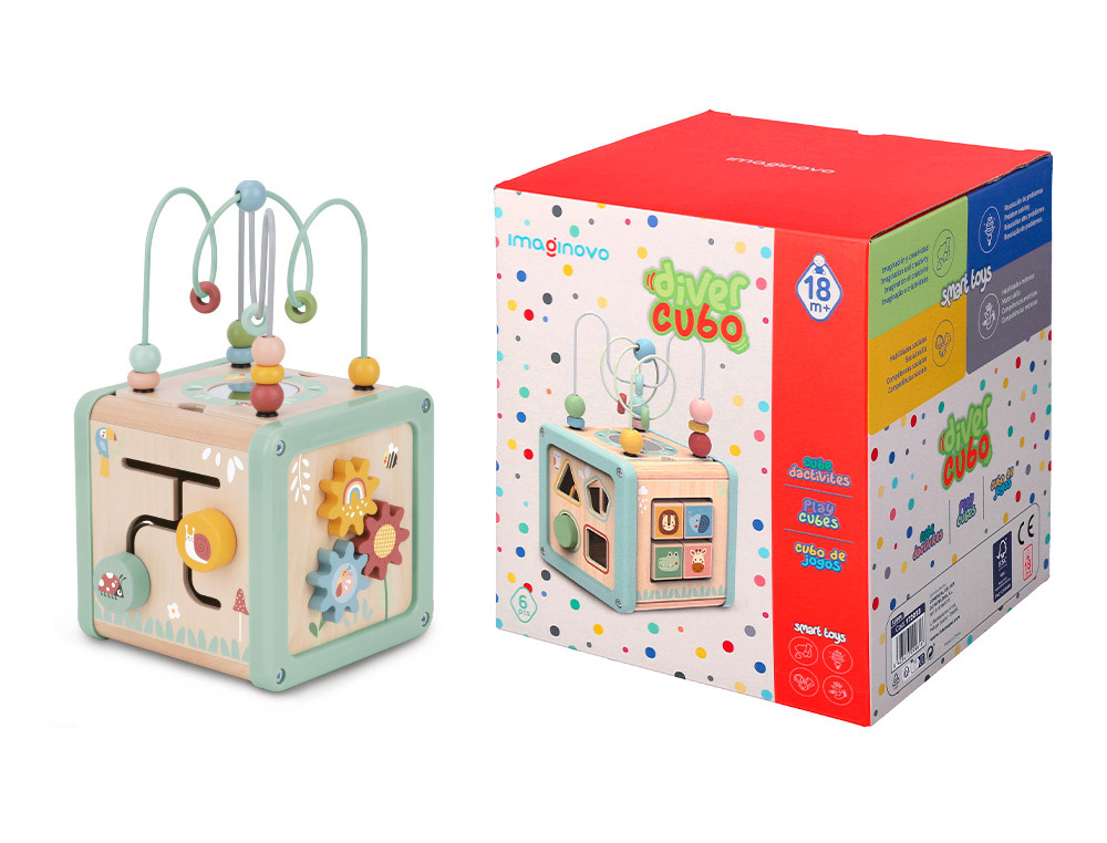 JEU ENFANT IMAGINOVO CUBES D'ACTIVITES BOIS +18MOIS      15,5X15,5X28 CM