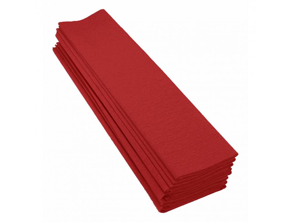 PAPIER CREPON CLAIREFONTAINE STANDARD 0,5X2M CREPAGE 40%   COLORIS ROUGE PAQUET 10       FEUILLES
