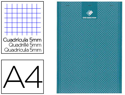 BLOC BUREAU CONQUERANT SEPT CO AGRAF EN TTE COUVERTURE SEMI ENVELOPPANTE RAINURE A5 210X297MM 200F 56G 5X5 BLEU