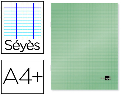 CAHIER PIQU LIDERPAPEL COUVERTURE PLASTIQUE SOUPLE A4+ 24X32CM 96 PAGES SYS COLORIS VERT