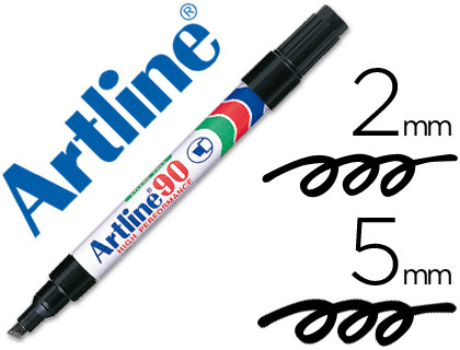 MARQUEUR ARTLINE POINTE BISEAU TE 2-5MM CORPS ALUMINIUM PERMANENT INDLBILE INODORE TOUS SUPPORTS COULEUR NOIR