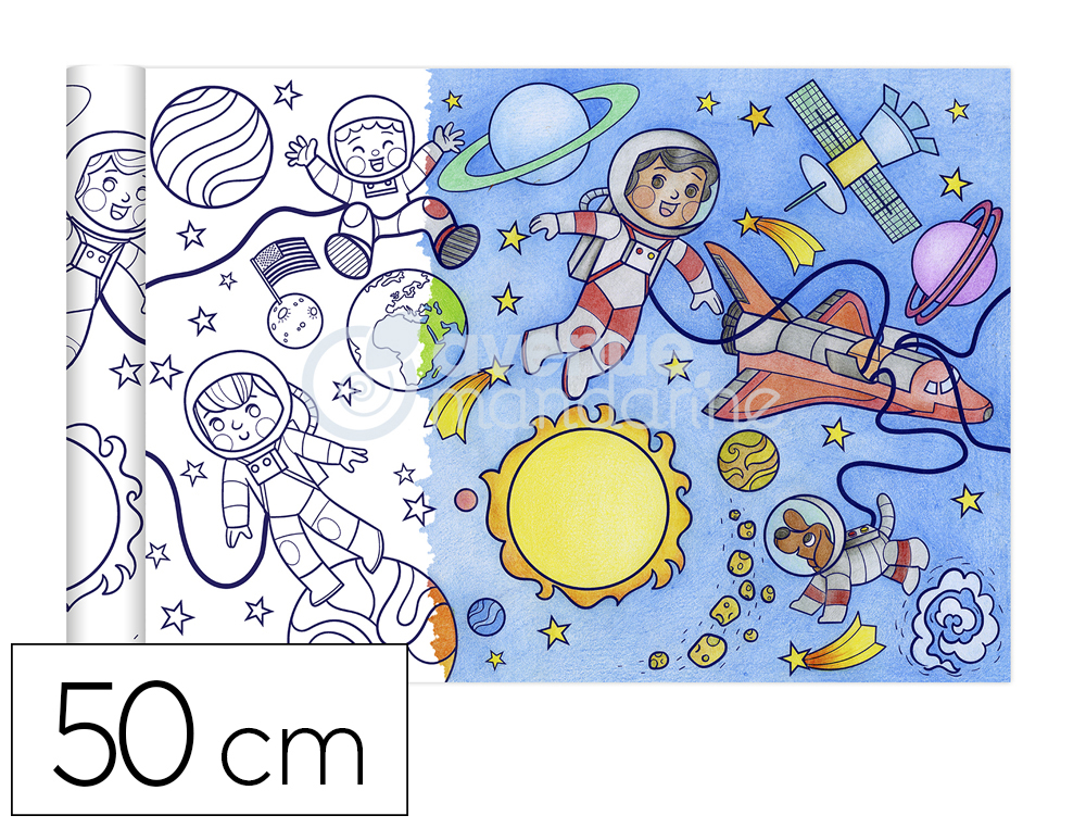 ROULEAU COLORIAGE GRAFFY ROLL THEME ESPACE 5M 90G DESSIN    REPETE 10 FOIS