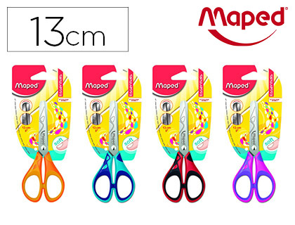 CISEAUX MAPED ESSENTIALS SOFT 13 CM GRADUS ANNEAUX BI-MATIRE COLORIS ASSORTIS