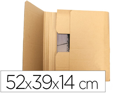 BOITE CARTON Q-CONNECT SPECIALE EMBALLAGE LIVRES CATALOGUES REVUES DOSSIERS MONTAGE FACILE CANNELURE 3MM 520X390X140MM