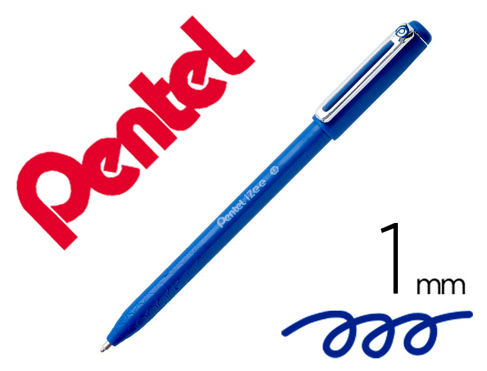 STYLO-BILLE PENTEL IZEE A CAPUCHON ECRITURE MOYENNE     POINTE 1MM ENCRE FAIBLE       VISCOSITE  RECHARGEABLE BLEU