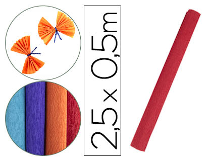 PAPIER CREPON LIDERPAPEL ROULEAU 50CMX2,5M 85GR        COLORIS ROUGE