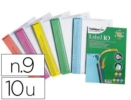 TIQUETTE L'OBLIQUE EN BRISTOL POUR DOSSIERS AZ ARMOIRES TIQUETTES N9 COLORIS ASSORTIS PACK 10 PLANCHES