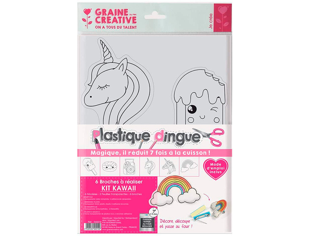 KIT CREATIFS KIDS POSCA FILLES KAWAI 4 FEUILLES DE    PLASTIQUE DINGUE AVEC         MARQUEURS