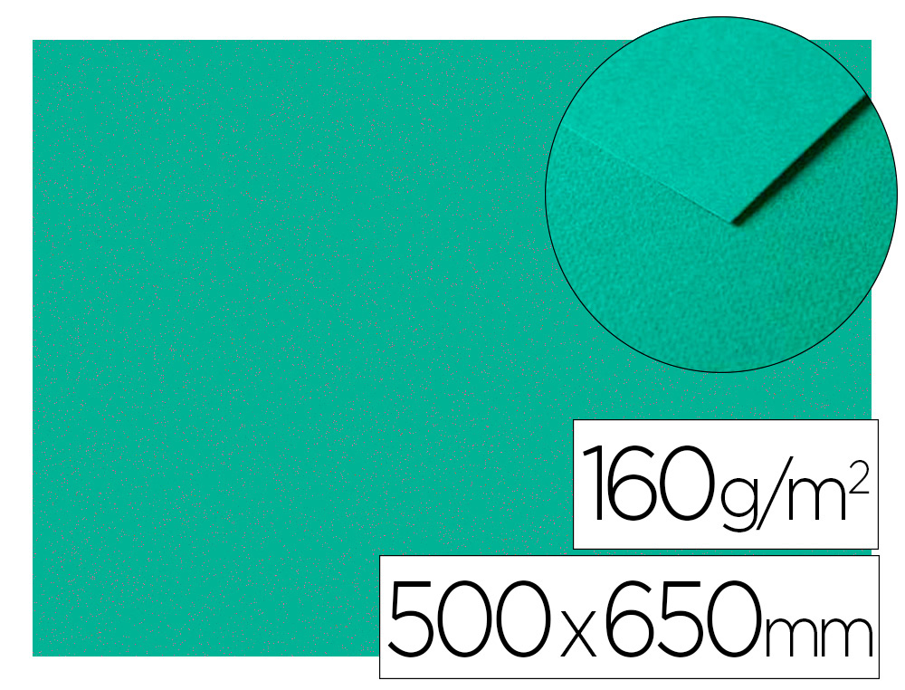 PAPIER DESSIN CLAIREFONTAINE A GRAIN 160G 1 SURFACE        GRAINEE 1 LISSE 50X65CM       PAQUET 25F COLORIS VERT FONCE