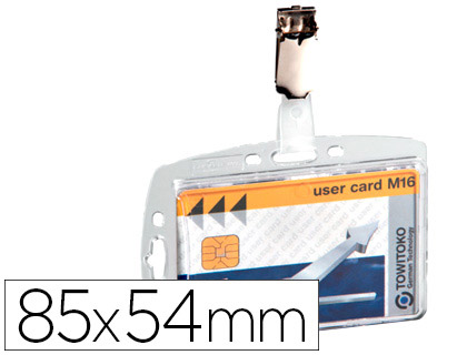 PORTE-BADGE DURABLE DE SCURIT 2 CARTES CLIP MTAL ENCOCHE DOS 85X54MM