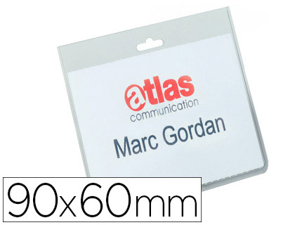 BADGE DURABLE SANS CLIP PVC RIGIDE TRANSPARENT PERFOR INCLUS BRISTOL BLANC POUR SYSTME ENROULEUR LACET 90X60MM