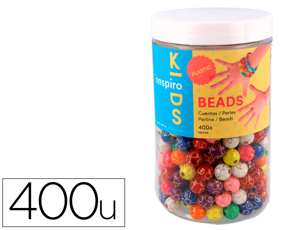 PERLE EN PLASTIQUE RONDE MULTICOLORE ORIENTALE DECOR   DORE DIAMETRE 10MM            BOCAL DE 400U