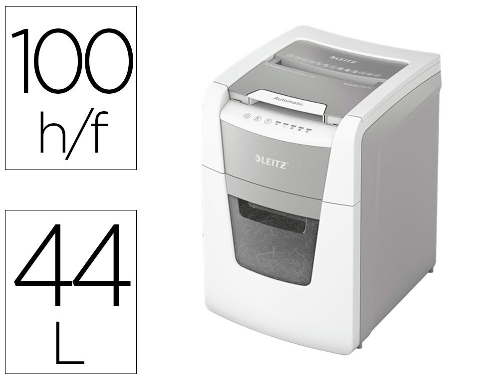 DESTRUCTEUR DE DOCUMENTS LEITZ  IQ AUTO+ OFFICE MICRO  P4 100F CORBEILLE DE 44L