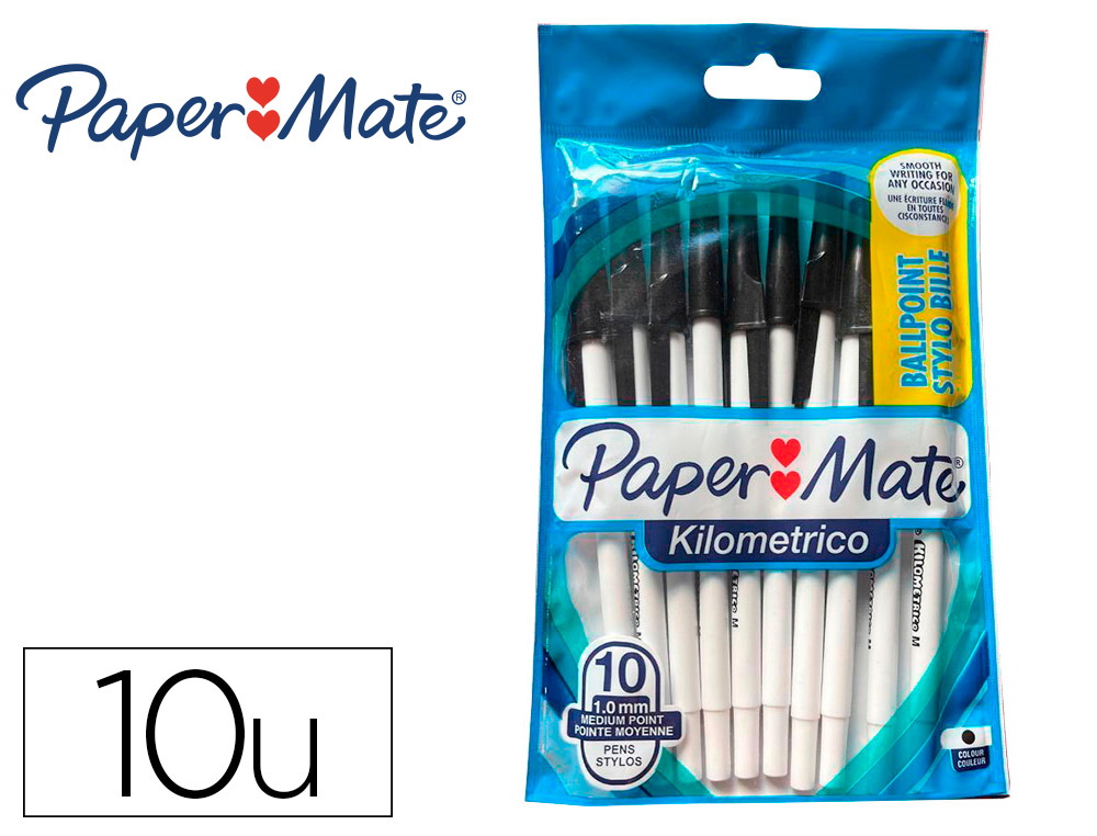 STYLO BILLE KILOMETRICO PAPER MATE POINTE MOYENNE 1MM ENCRE NOIR