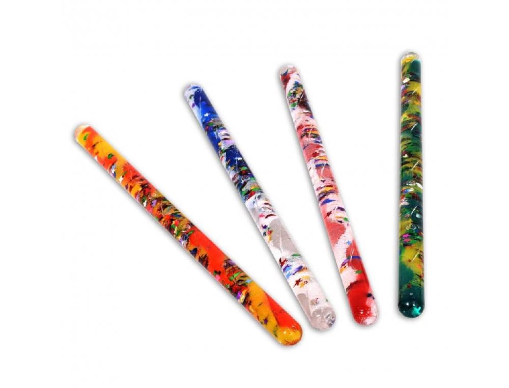 ESPACE SENSORIELS PLAYLEARN TUBES A PAILLETTES COLOREES   STIMULATION VISUELLE 32 CM    SET DE 4 COLORIS ASSORTIS