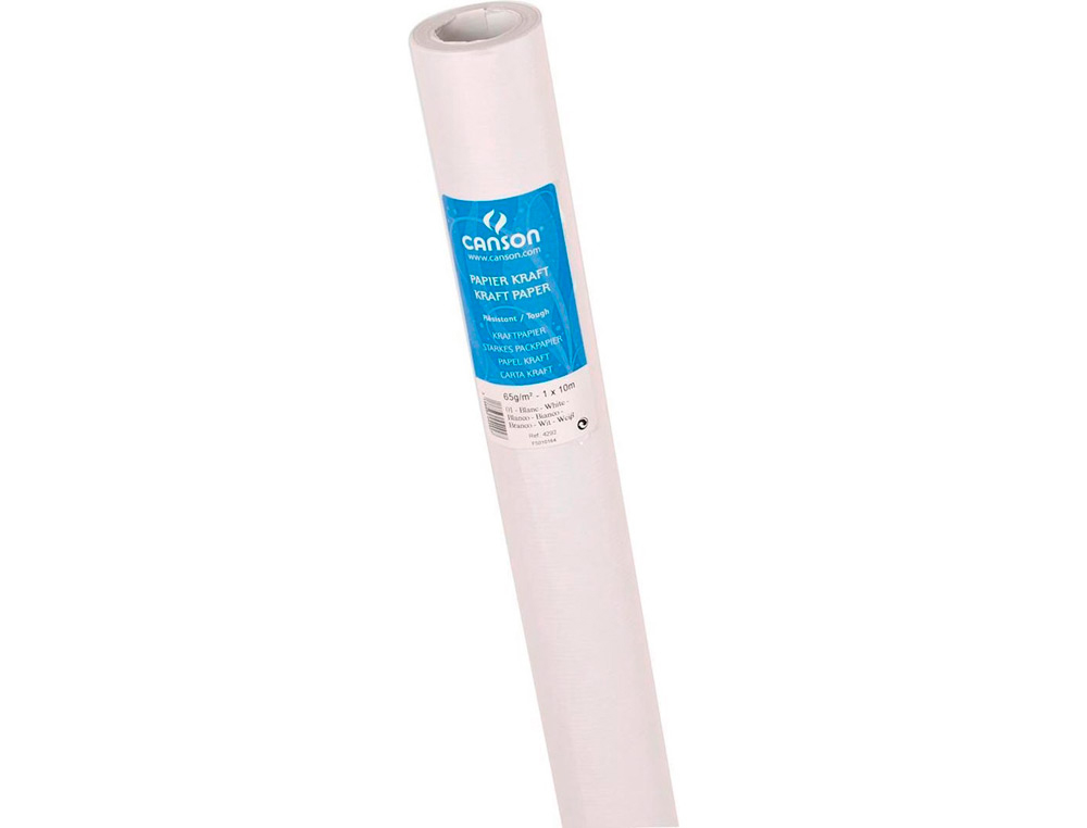 PAPIER KRAFT CANSON 65G/M2 UNICOLORE BLANC ROULEAU 1X10M